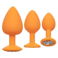 Набор из трёх оранжевых анальных пробок с кристаллом 6,25, 7,5 и 9см California Exotic Novelties Cheeky Gems SE-0441-25-3