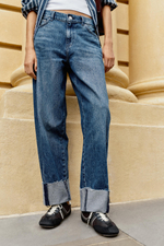 ДЖИНСЫ Z1975 BAGGY СО СРЕДНЕЙ ПОСАДКОЙ И ОТВОРОТАМИ — ZARA