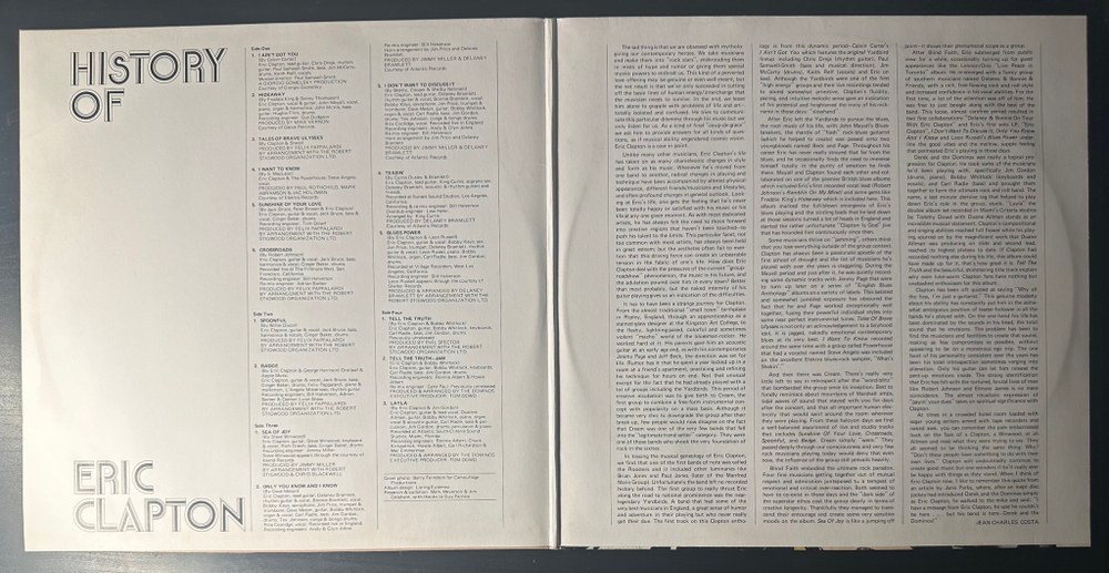 Eric Clapton ‎– The History Of Eric Clapton 2LP (Германия)