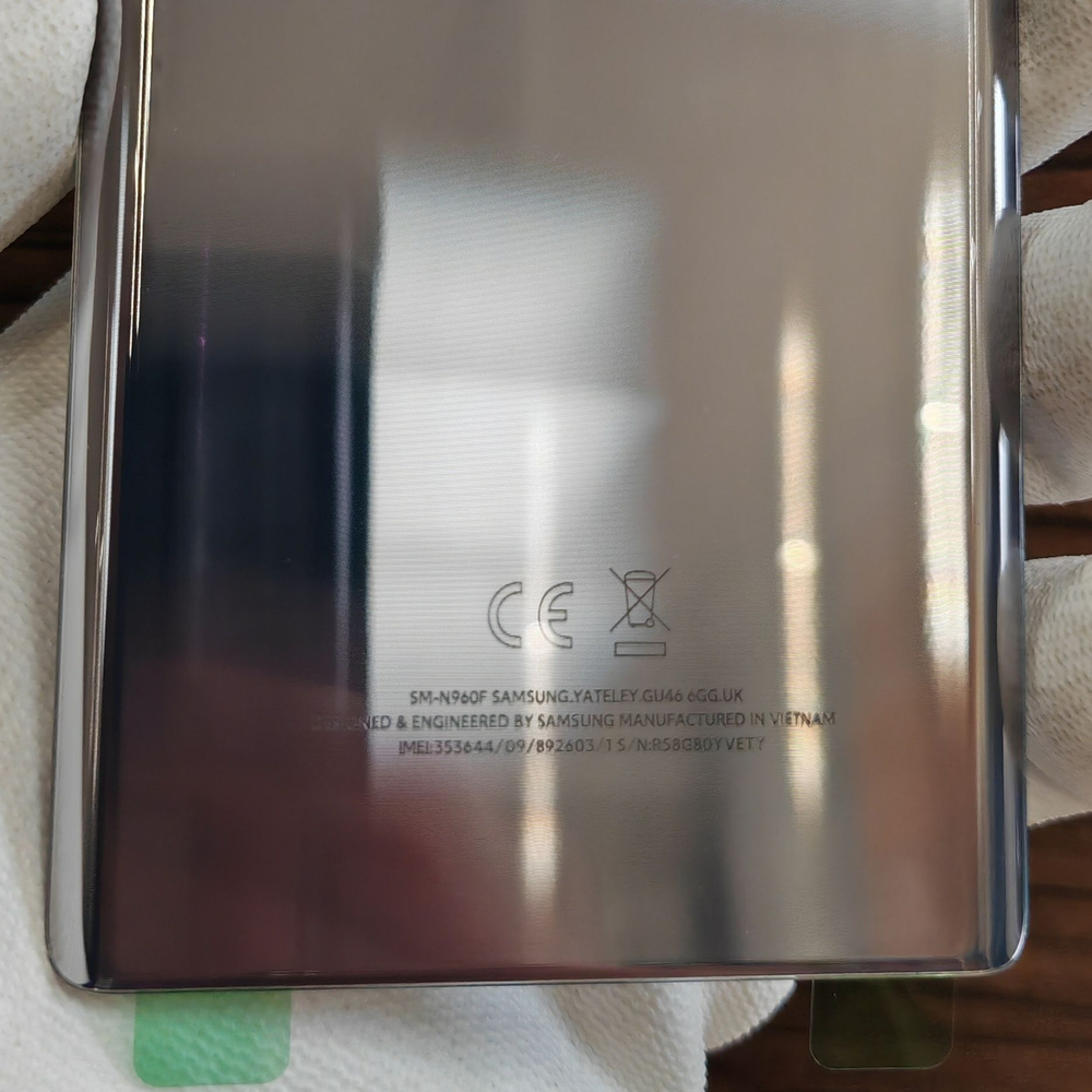 Крышка для Samsung Note 9 (заднее стекло) "Премиум качество" цвет: Серебристый