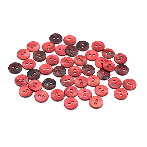 Пуговицы 2 прокола перламутр (ракушка) 16L=10 мм, (Red (красный)), 50 шт