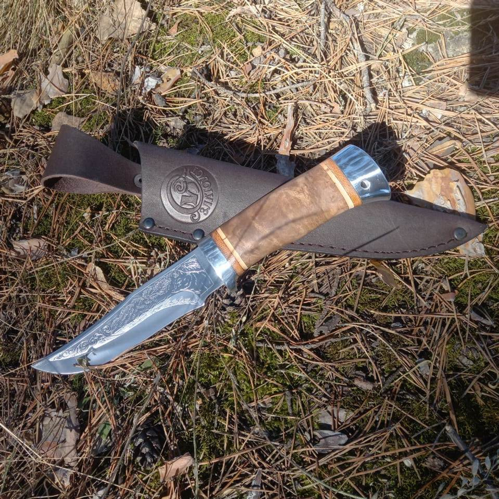 Нож кованый НС-52А с алюминиевыми вставками (40Х10С2М) гравировка (Златоуст)