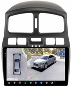 Магнитола для Hyundai Santa Fe 1 2000-2013 - FarCar BX3048M-360 монитор 9.5" 2K QLED на Android 13, Быстрая, CarPlay, 4G SIM-слот, 4 камеры в комплекте