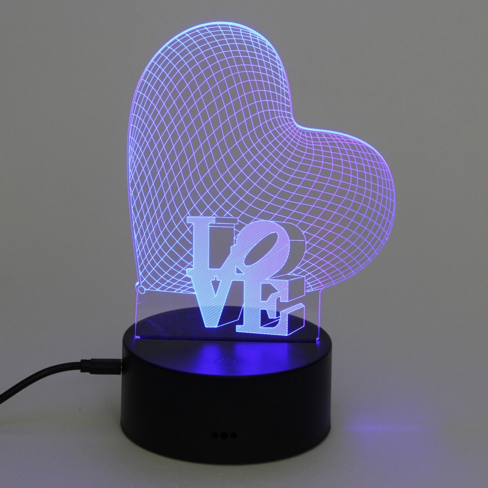 Светильник ночник «3D-LOVE» на пластиковой подставке, с включателем USB