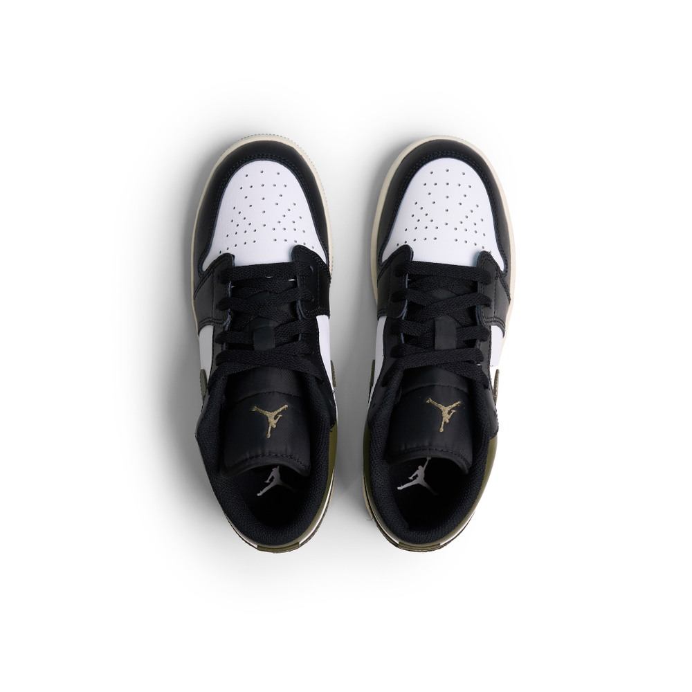 Кроссовки Jordan 1 Low GS "Black Toe Medium Olive"