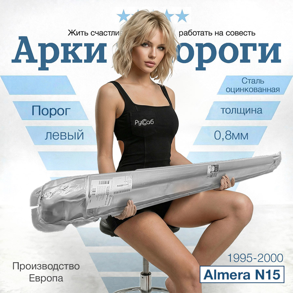 Порог левый Nissan Almera N15 1995-2000 (Klokkerholm) 1мм