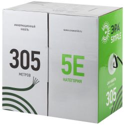 Кабель витая пара ЭРА SIMPLE U/UTP 2x2x24 AWG Cat5e CCA PVC 305м | Электротовары