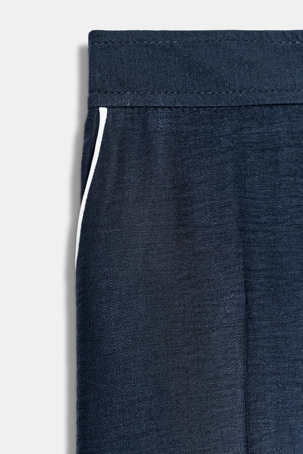 ZARA БРЮКИ С КОНТРАСТНЫМ КАНТОМ, МОРСКОЙ СИНИЙ