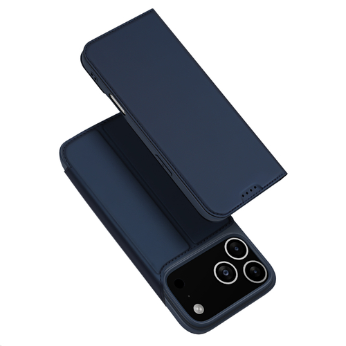 Чехол книжка синего цвета для смартфона iPhone 18 Pro Max и 17 Pro Max, серия Skin Pro Series от Dux Ducis