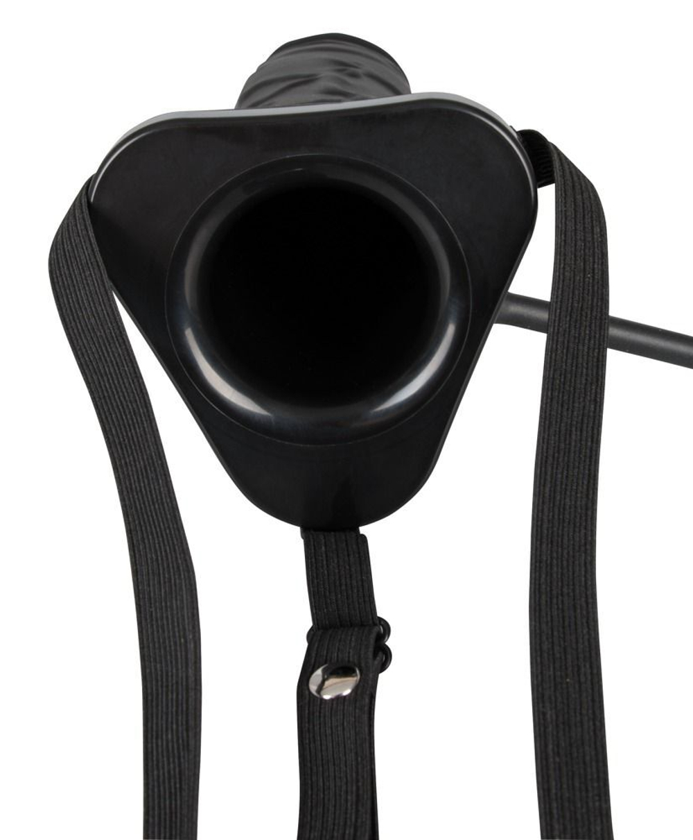 Полый страпон с эффектом увеличения Inflatable Strap-On - 18,5 см. (Цвет: черный)