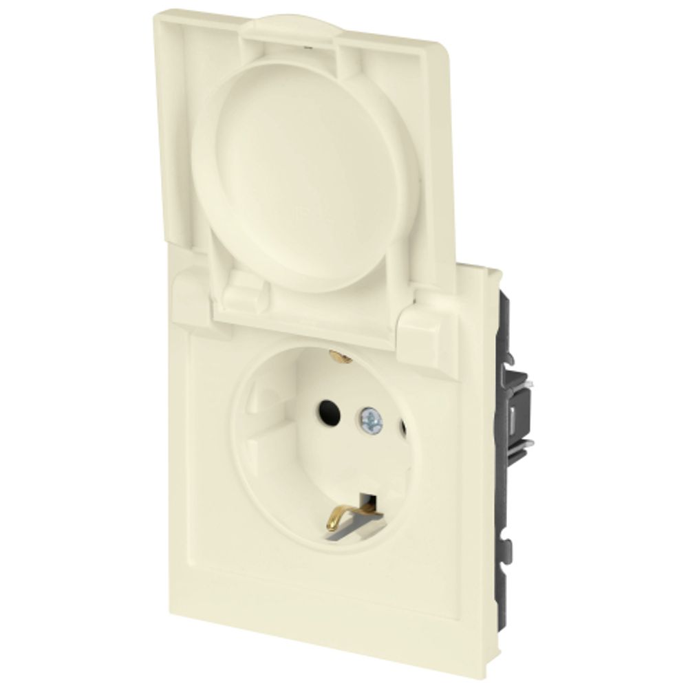 Розетка ЭРА Arktik 16-2103-02 с заземлением 2P+E Schuko со шторками с крышкой 16А-250В слоновая кость | Эра Arktik