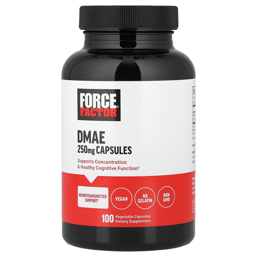 Force Factor, ДМАЭ, 250 мг, 100 растительных капсул