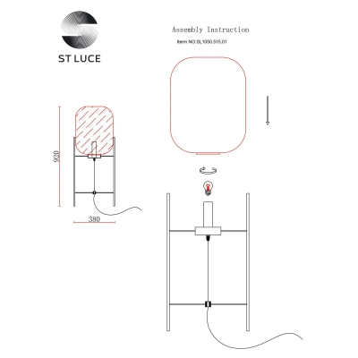 SL1050.515.01 Торшер ST-Luce Черный/Коньячный E27 1*40W (из 2-х коробок)