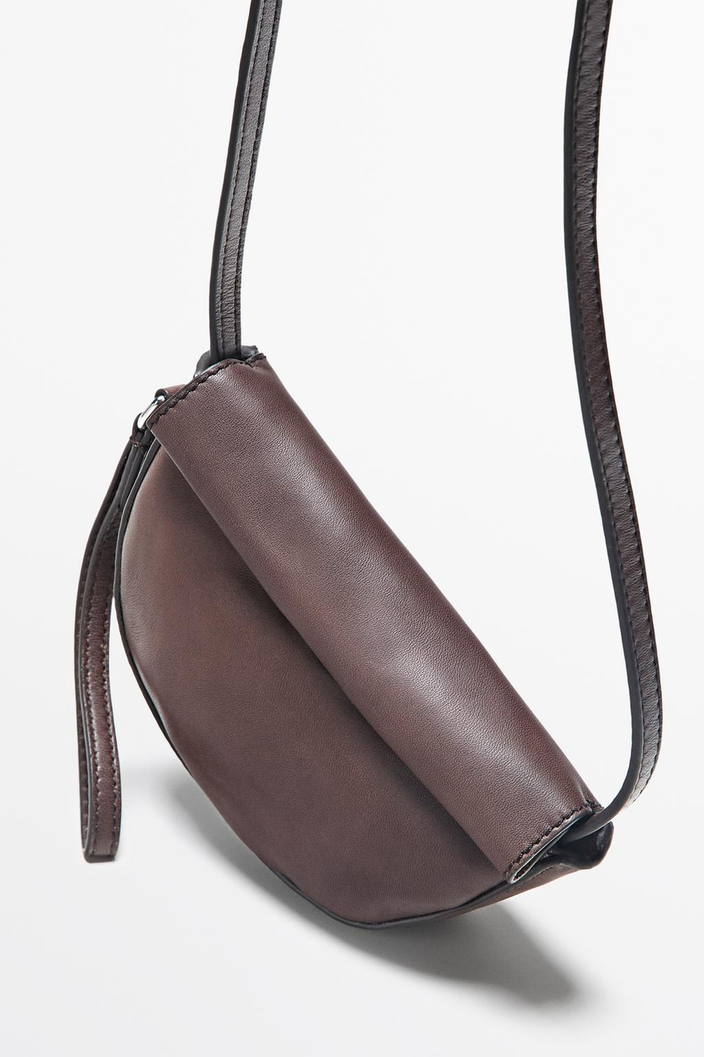 Massimo Dutti Мини-сумка через плечо, кожа наппа, пестро-коричневый