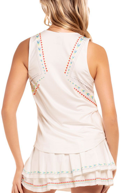 Женский топ теннисный Lucky in Love Desert Vibes Arrow Stripe Tank - белый