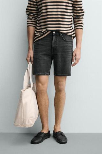 ZARA ДЖИНСОВЫЕ ШОРТЫ REGULAR FIT, УГОЛЬНЫЙ