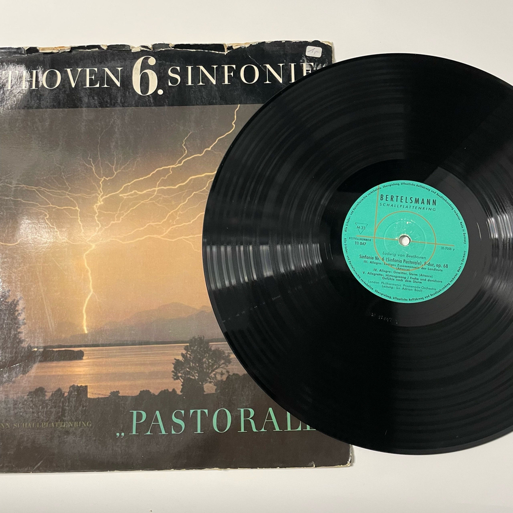 Винтажная виниловая пластинка LP Beethoven Бетховен, London Philharmonic Promenade Orchestra, Sir Adrian Boult 6. Симфония Sinfonie (Германия 1970)