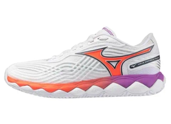 Женские Кроссовки теннисные Mizuno Wave Enforce Tour 2 CC - white/lava orange/dahlia