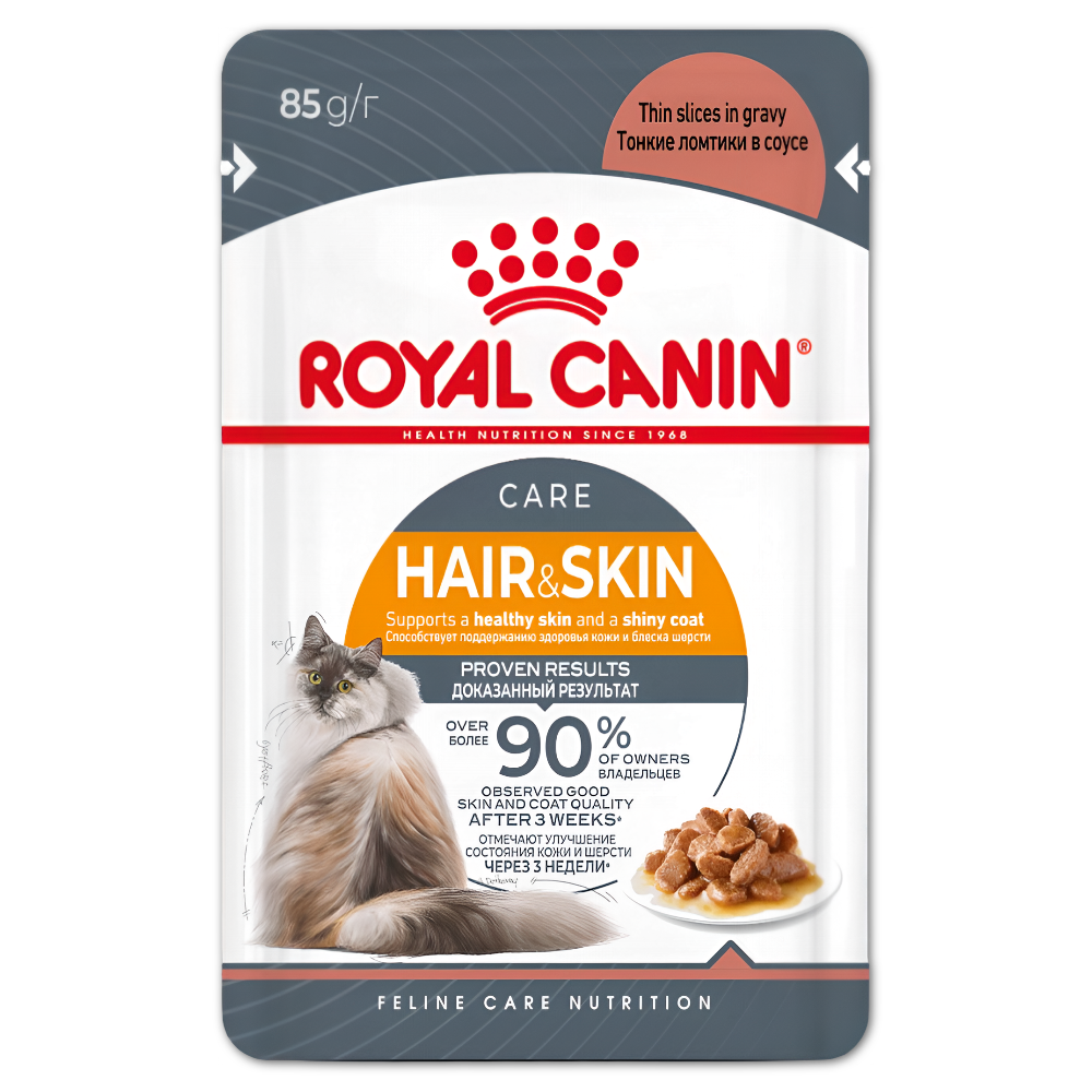 Royal Canin корм консервированный для взрослых кошек кусочки в соусе здоровая кожа и шерсть