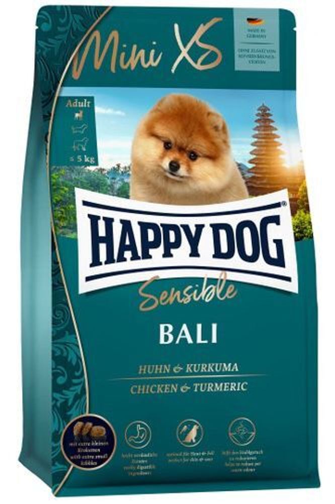 Сухой корм Happy Dog Sensible Mini XS Bali Бали для собак мини пород до 5 кг с чувствительным пищеварением курица и куркума 300 г Сухой корм Happy Dog Sensible Mini XS Bali Бали для собак мини пород до 5 кг с чувствительным пищеварением курица и куркума 300 г