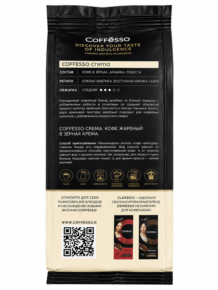 Кофе в зернах Coffesso Coffesso Crema 250 г x 4 шт