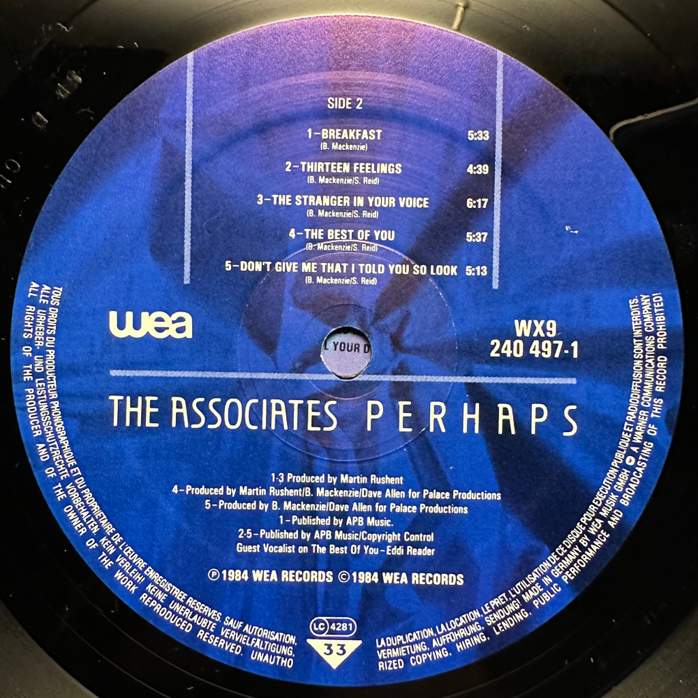 The Associates - Perhaps (Германия 1985г.)