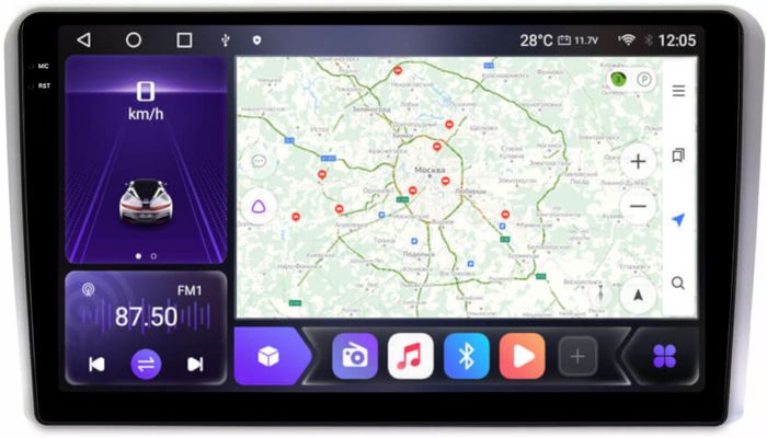 Магнитола для AUDI A3 2003-2012 - Kuberg OL-9968 QLed+2K, Android 12, Быстрая, CarPlay, 4G SIM-слот
