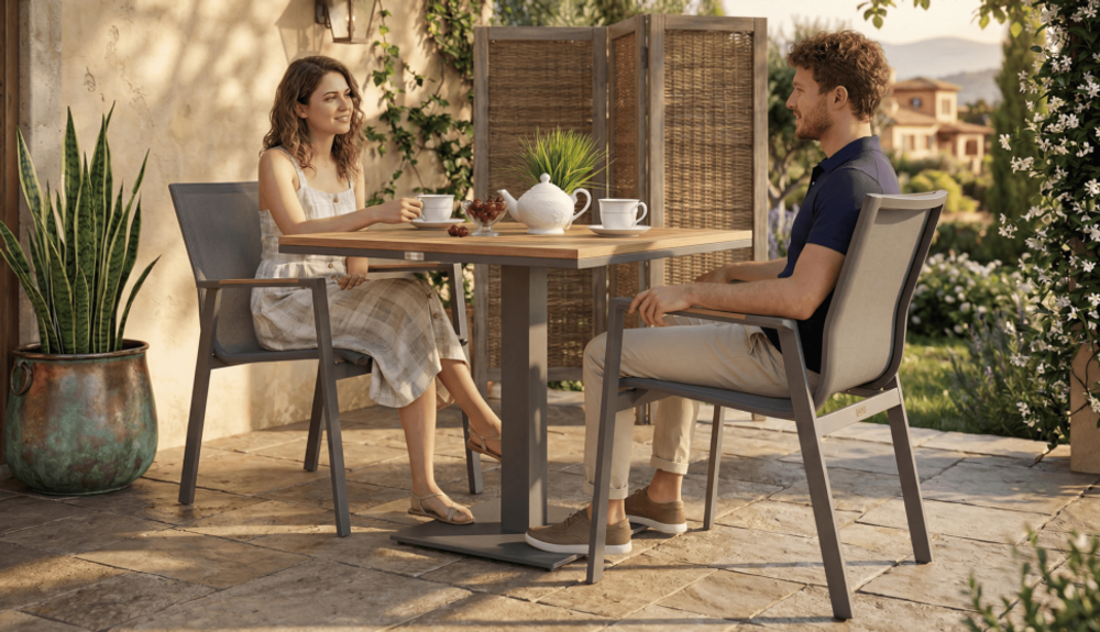 Стол обеденный Ideal Patio МИРРА алюминий, поливуд 80х80 см (1 ножка)