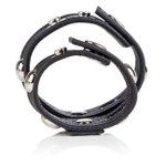 Утяжка для одновременной утяжки пениса и мошонки Leather Strap Domed With Ball Strap (Цвет: черный)