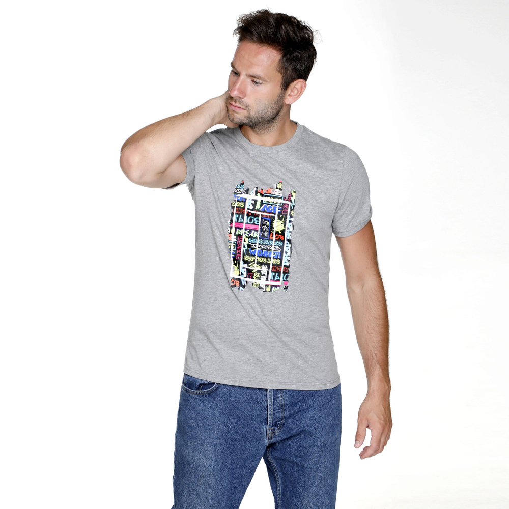 Мужское теннисное поло Tennis-Point Graffity T-Shirt Men - Grey, Multicoloured