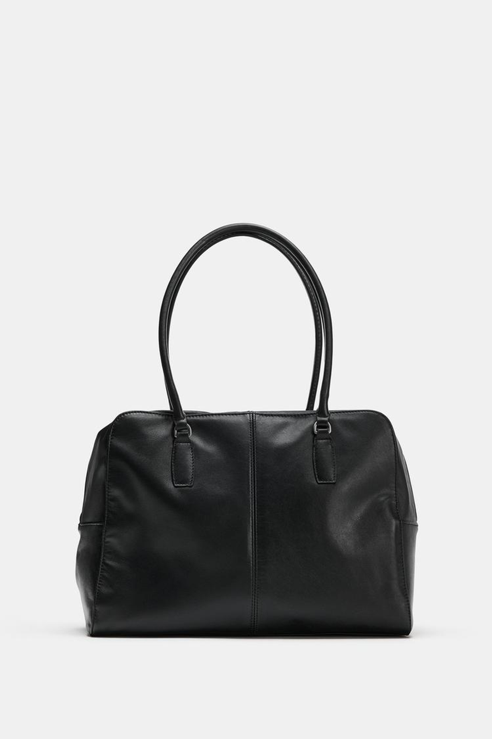 ZARA КОЖАНАЯ СУМКА НА ПЛЕЧО, ЧЕРНЫЙ