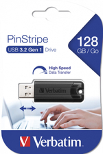 Флеш-накопитель Verbatim PinStripe 128GB, USB 3.2 Gen1