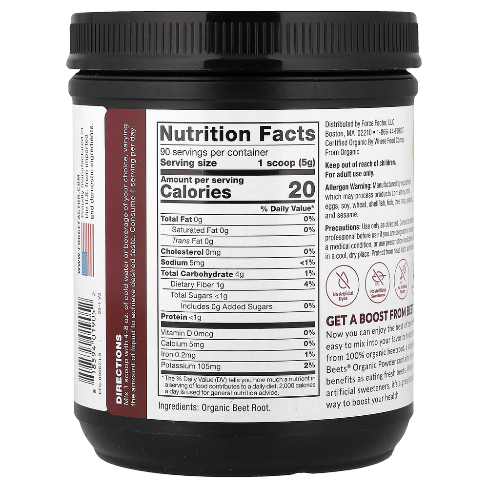 Force Factor, Total Beets®, порошок из органической свеклы, 450 г (15,9 унции)