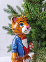 Кот джентельмен ёлочная игрушка из фарфора