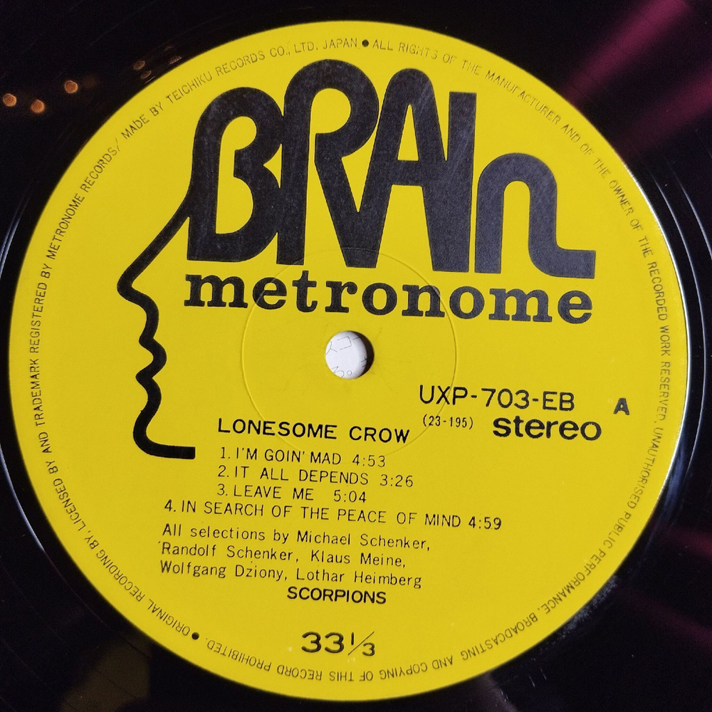 Винтажная виниловая пластинка LP Scorpions Lonesome Crow (Japan 1976) (No Obi) Leave Me