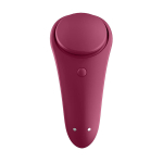 Бордовый бесшумный вибромассажер 8,6см в трусики Satisfyer Sexy Secret