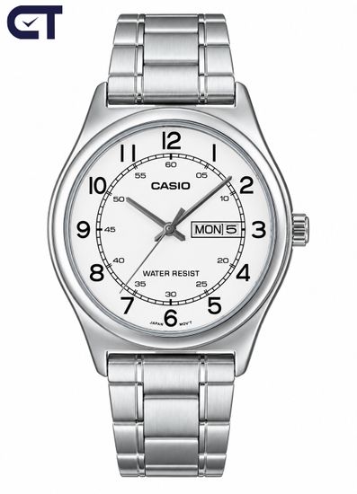 CASIO MTP-V006D-7B2 CASIO Collection мужские наручные часы — светлый циферблат, индикация даты и классический стальной браслет