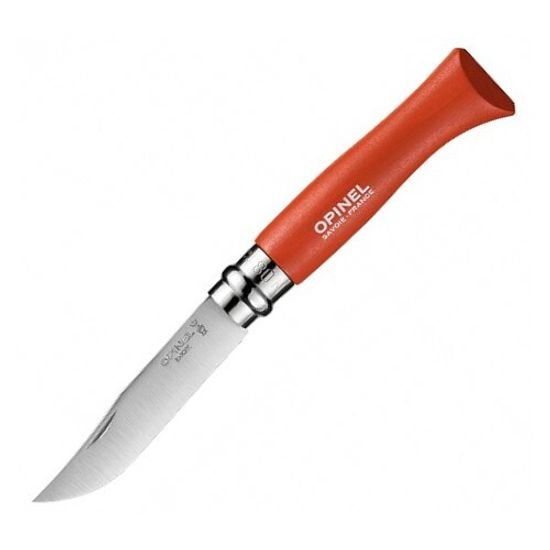 Складной нож Opinel №8 Trekking, нержавеющая сталь, красный, с чехлом c клинком из стали Sandvik™ 12С27