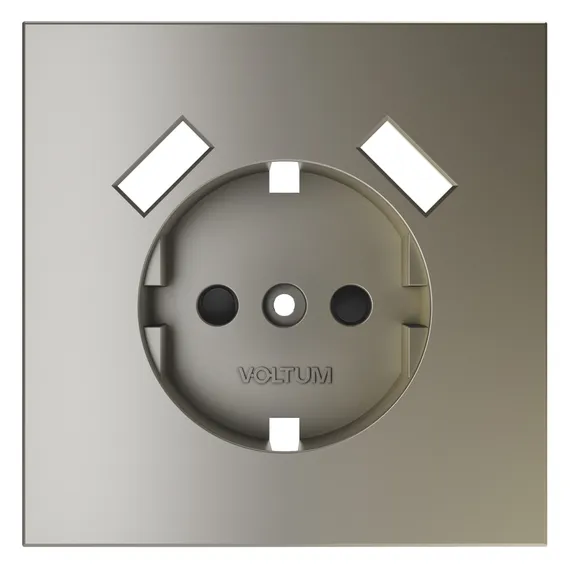 Накладка для розетки с USB A+A с заземлением и защитными шторками Voltum S70 Шелк VLS000904