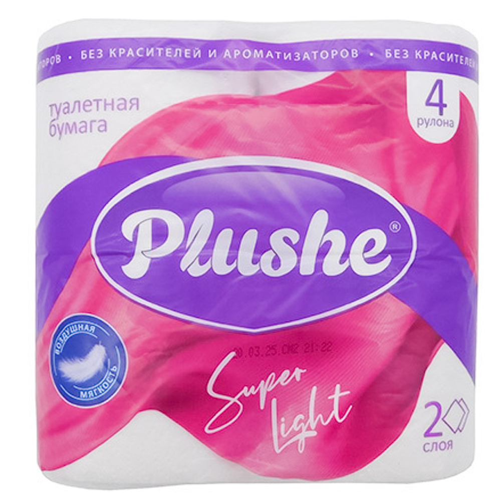 PLUSHE Туалетная бумага 2 сл. 4 рул.Super Light