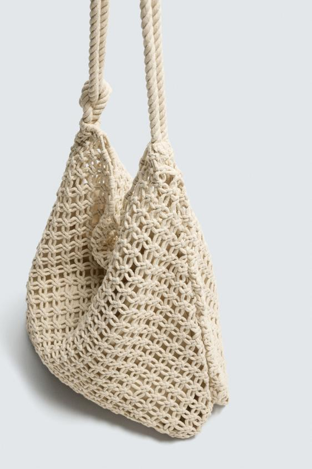 ZARA СУМКА ИЗ МАКРАМЕ, ПЕСОЧНО-КОРИЧНЕВЫЙ