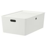 Коробка для хранения с крышкой IKEA KUGGIS (КУГГИС), Белый, 37x54x21 см