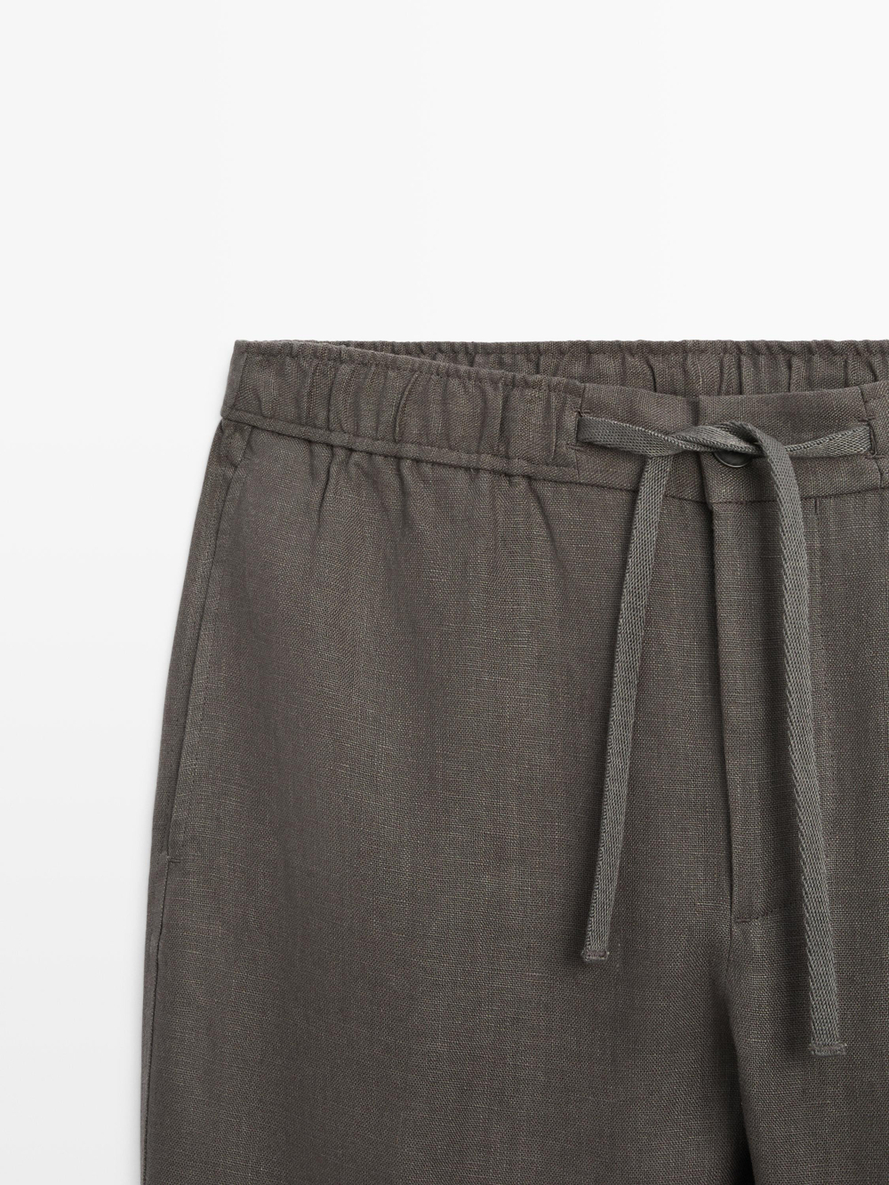 Massimo Dutti Льняные спортивные брюки, серо-зеленый