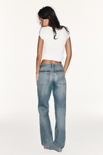 ДЖИНСЫ TRF STRAIGHT С НИЗКОЙ ПОСАДКОЙ И ШВАМИ — ZARA