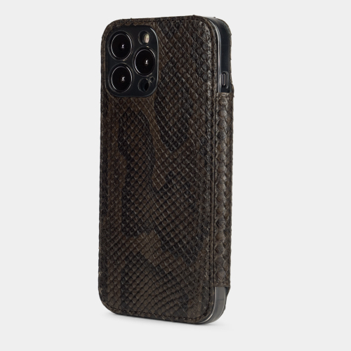 Чехол Benoit для iPhone 13 Pro из кожи питона, темно-коричневого цвета