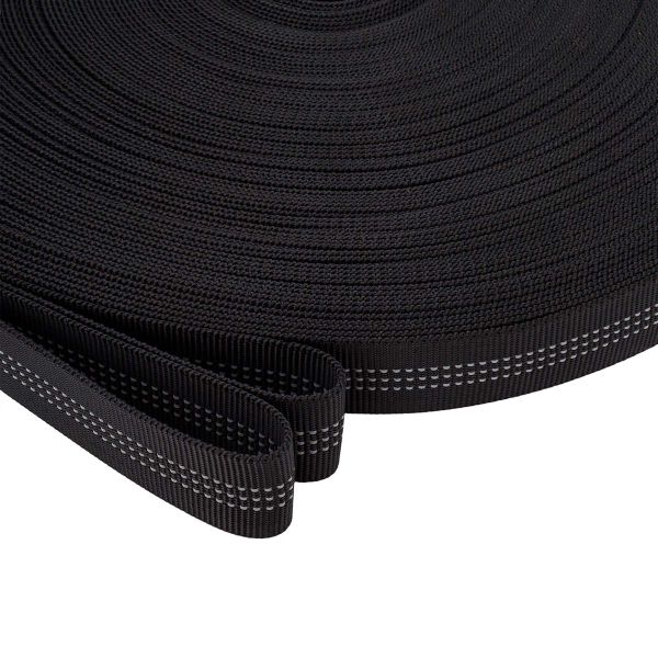 Стропа (ременная лента) 24 мм / 45.72 метра, [25.10 г/пог.м], со светоотражающими полосками, 01 черный, 3Al355
