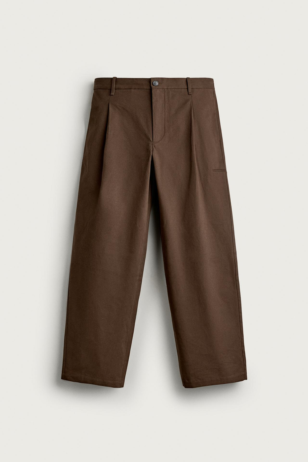 ZARA БРЮКИ RELAXED FIT СО СКЛАДКАМИ, ШОКОЛАДНЫЙ