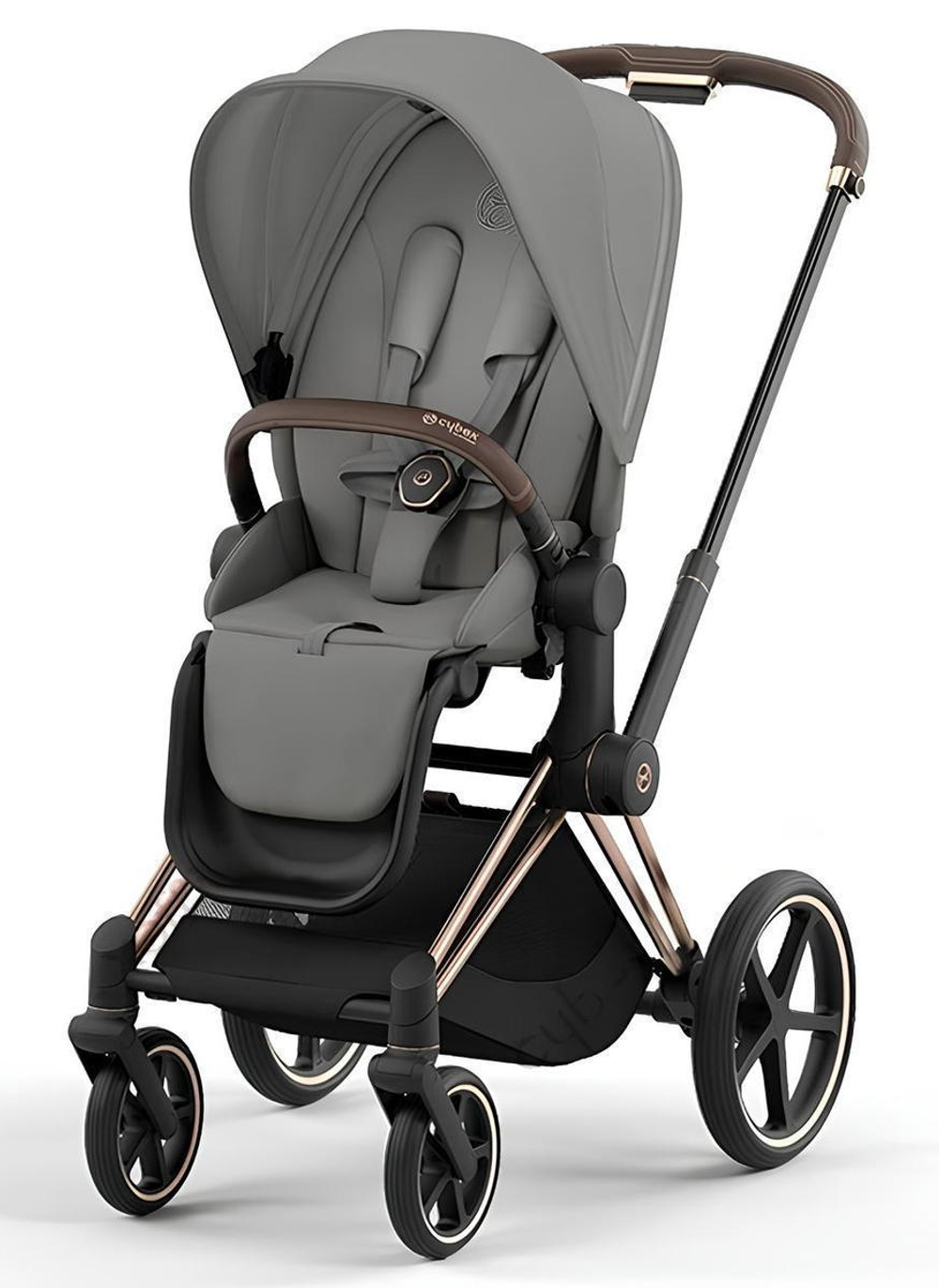 Коляска 3 в 1 Cybex Priam IV Rosegold complete и автокресло Aton S2 i-Size Moon Black Mirage Grey