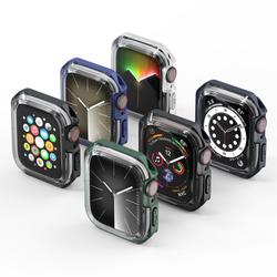Чехол-бампер с зелеными вставками от Dux Ducis для часов Apple Watch 44мм для моделей 4, 5, 6 и SE, серия Tamo Series Case