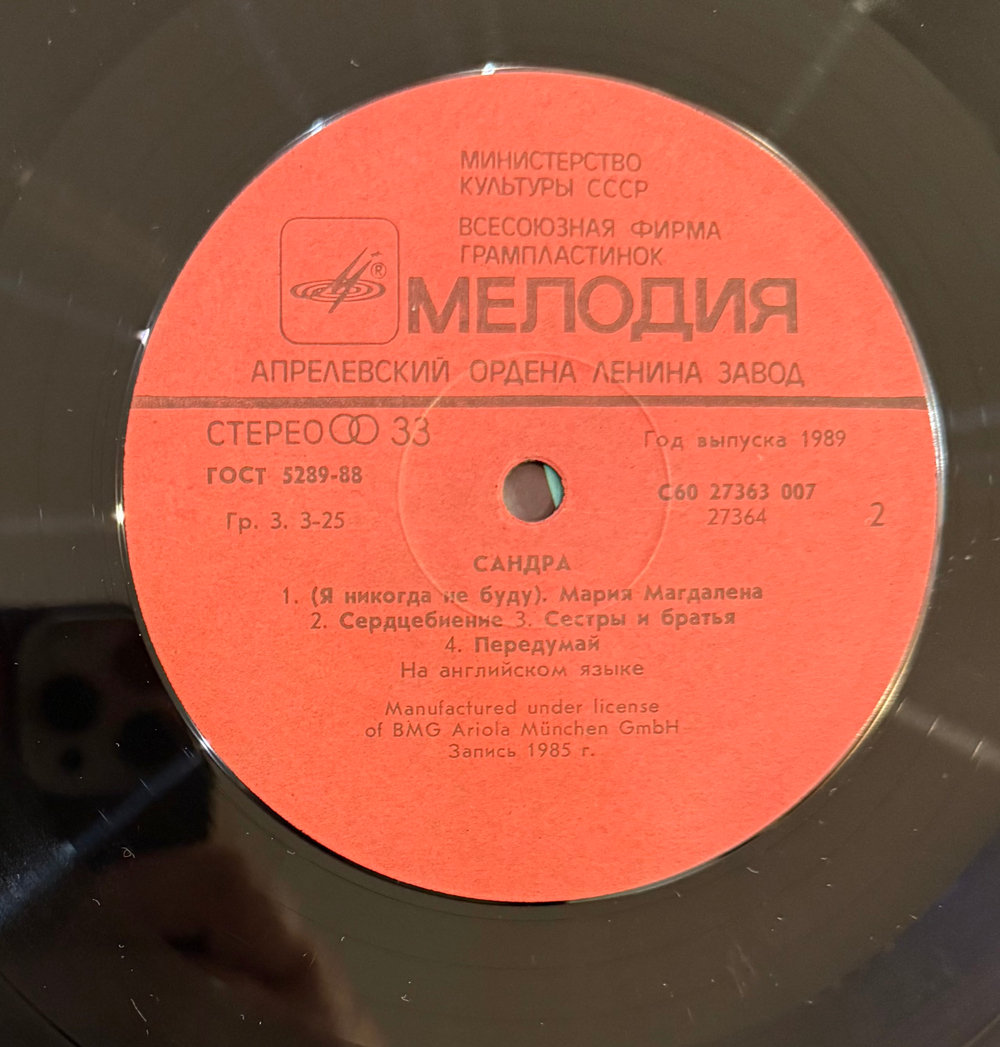 Виниловая пластинка Sandra – The Long Play (Мелодия) LP